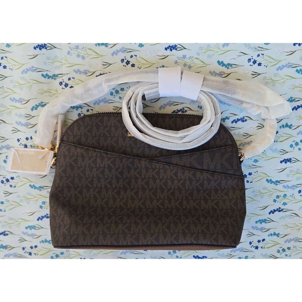 Michael Kors Jet Set Travel Medium Dome Crossbody Brown‎ Logo 35F1GTVC6B Bag